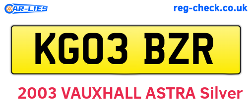 KG03BZR are the vehicle registration plates.