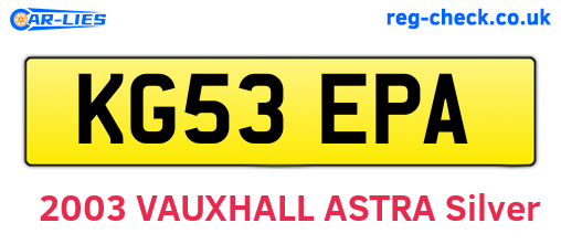 KG53EPA are the vehicle registration plates.