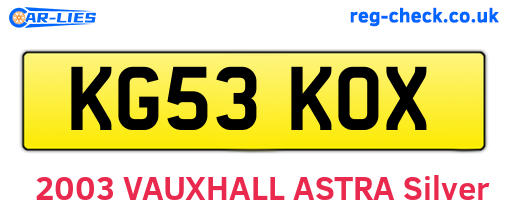 KG53KOX are the vehicle registration plates.