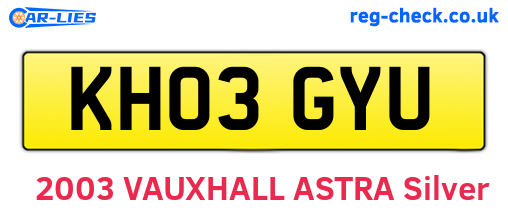 KH03GYU are the vehicle registration plates.