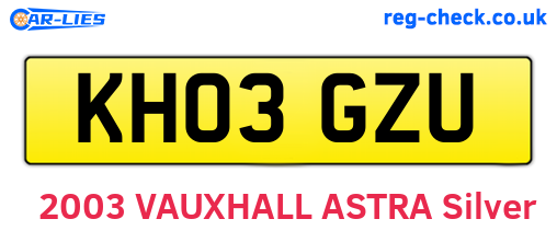 KH03GZU are the vehicle registration plates.
