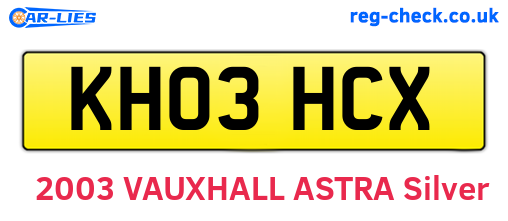 KH03HCX are the vehicle registration plates.