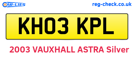 KH03KPL are the vehicle registration plates.