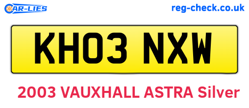 KH03NXW are the vehicle registration plates.