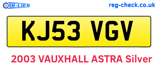 KJ53VGV are the vehicle registration plates.