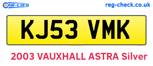 KJ53VMK are the vehicle registration plates.