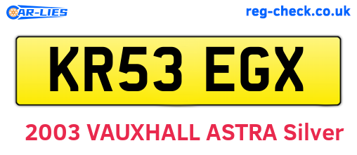 KR53EGX are the vehicle registration plates.