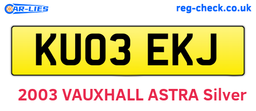 KU03EKJ are the vehicle registration plates.