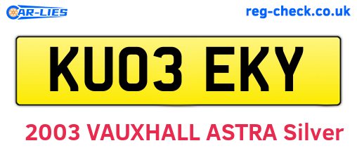 KU03EKY are the vehicle registration plates.