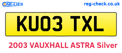 KU03TXL are the vehicle registration plates.
