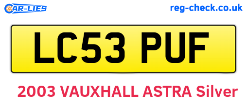 LC53PUF are the vehicle registration plates.