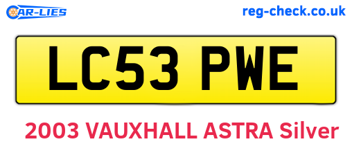 LC53PWE are the vehicle registration plates.