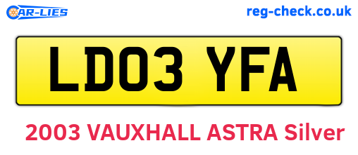 LD03YFA are the vehicle registration plates.