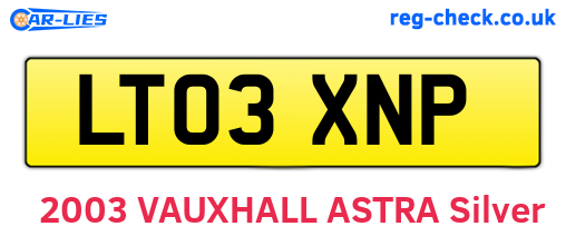 LT03XNP are the vehicle registration plates.