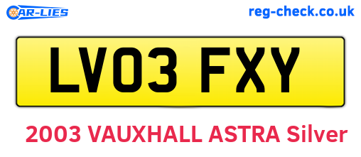 LV03FXY are the vehicle registration plates.