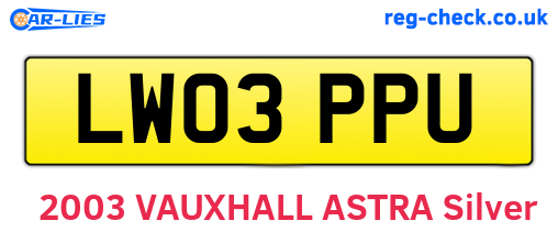 LW03PPU are the vehicle registration plates.