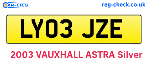 LY03JZE are the vehicle registration plates.