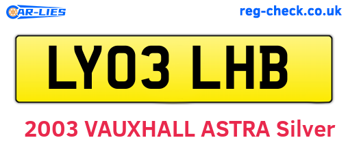 LY03LHB are the vehicle registration plates.