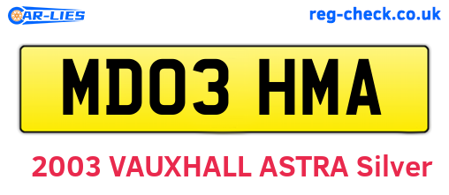 MD03HMA are the vehicle registration plates.