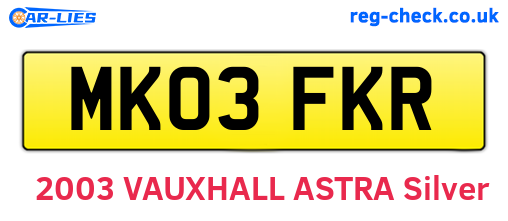 MK03FKR are the vehicle registration plates.
