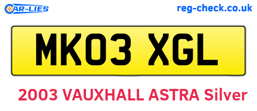 MK03XGL are the vehicle registration plates.