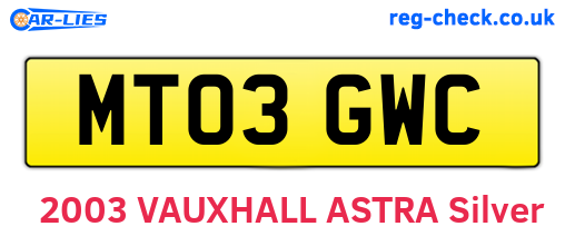 MT03GWC are the vehicle registration plates.
