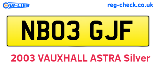 NB03GJF are the vehicle registration plates.