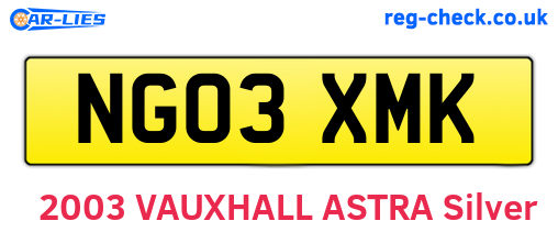 NG03XMK are the vehicle registration plates.