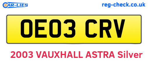 OE03CRV are the vehicle registration plates.