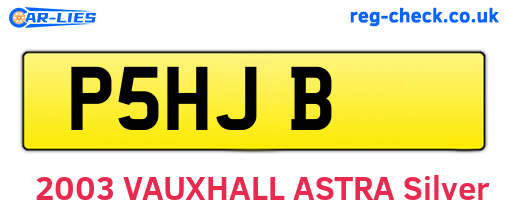 P5HJB are the vehicle registration plates.