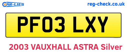 PF03LXY are the vehicle registration plates.