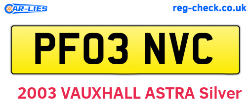 PF03NVC are the vehicle registration plates.