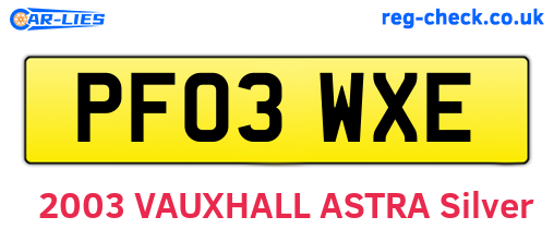 PF03WXE are the vehicle registration plates.