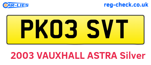 PK03SVT are the vehicle registration plates.