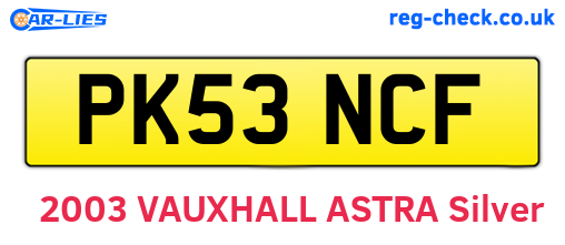 PK53NCF are the vehicle registration plates.