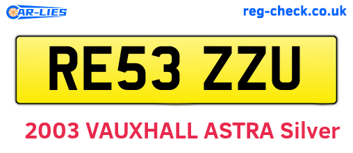RE53ZZU are the vehicle registration plates.