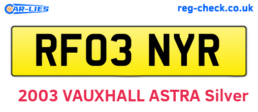 RF03NYR are the vehicle registration plates.