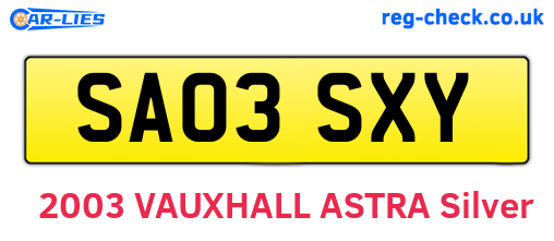 SA03SXY are the vehicle registration plates.