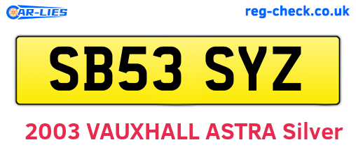 SB53SYZ are the vehicle registration plates.