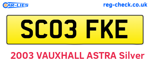 SC03FKE are the vehicle registration plates.