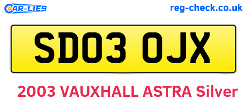 SD03OJX are the vehicle registration plates.