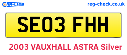 SE03FHH are the vehicle registration plates.