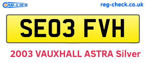 SE03FVH are the vehicle registration plates.