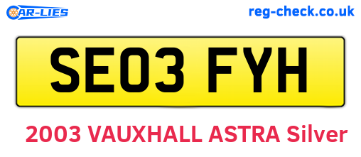 SE03FYH are the vehicle registration plates.