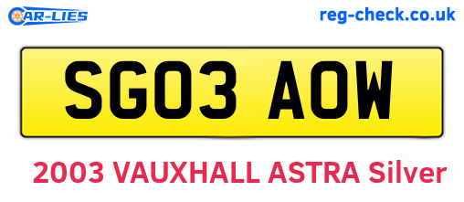 SG03AOW are the vehicle registration plates.