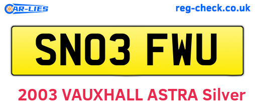 SN03FWU are the vehicle registration plates.