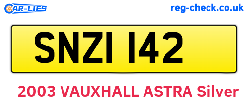 SNZ1142 are the vehicle registration plates.