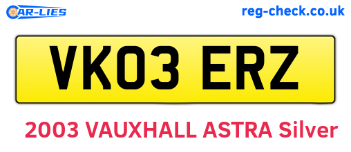 VK03ERZ are the vehicle registration plates.