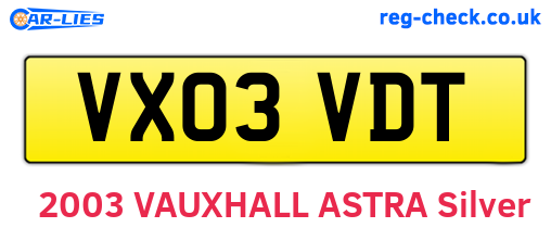 VX03VDT are the vehicle registration plates.