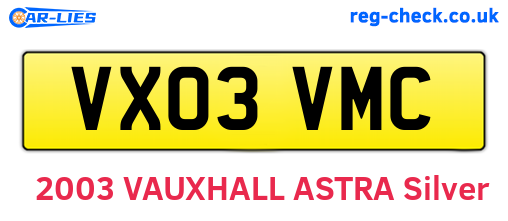 VX03VMC are the vehicle registration plates.